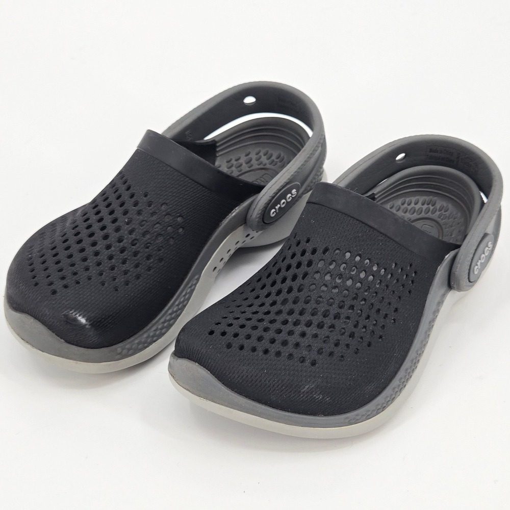Crocs LiteRide 360 Clogs Kids Size C10 Black Grey Lightweight Comfort Shoes